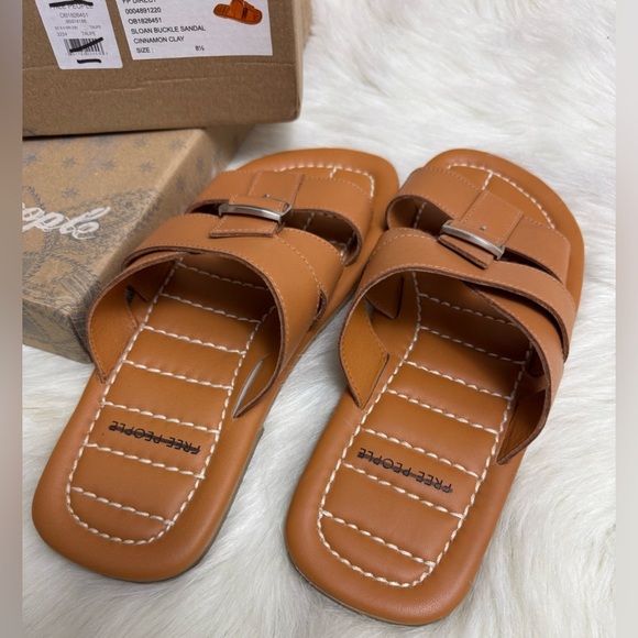 New Free People Sloan Vertical Buckle Sandal T bar strap cinnamon clay - Picture 5 of 5